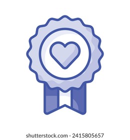 Heart inside ribbon badge, concept of favorite item, best quality vector