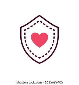 Heart inside shield design of love passion romantic valentines day wedding decoration and marriage theme Vector illustration