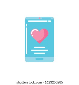 Heart inside smartphone design of love passion romantic valentines day wedding decoration and marriage theme Vector illustration