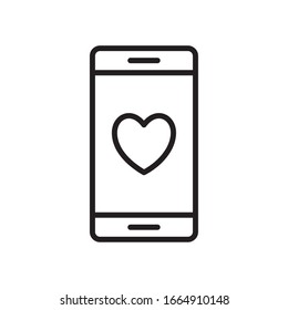 Corazón dentro de la línea de smartphone diseño ícono de pasión amor San Valentín romántico decoración de bodas día y tema de matrimonio Ilustración vectorial