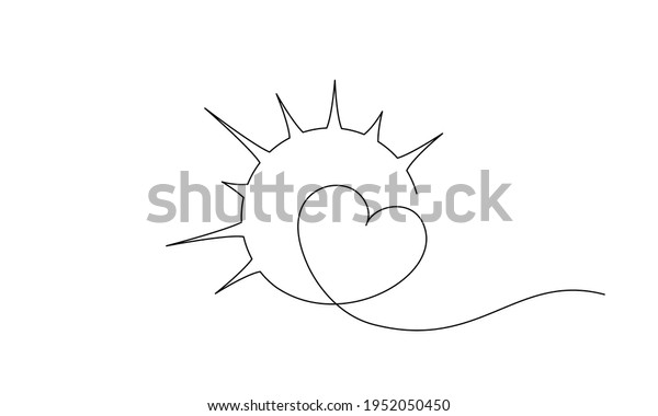 Heart Inside Sun Shape Sign Concept Stock Vector (Royalty Free) 1952050450