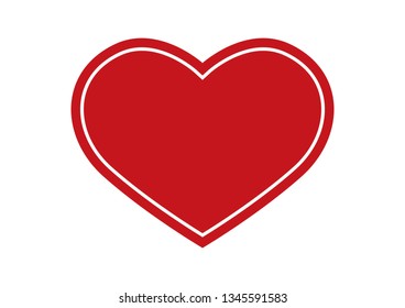 heart inside symbol of love flat red icon isolated on wite background