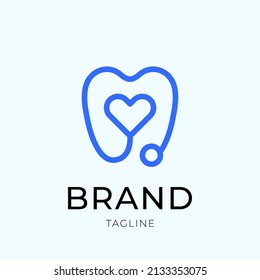 Heart inside tooth dentist logo design. Dentist logo vector design template.