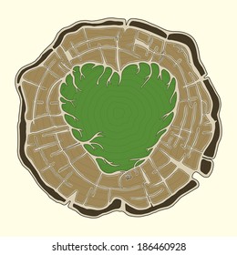 Heart inside of a tree stomp
