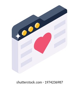 Heart inside webpage conceptualizing favorite website 