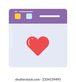 Heart inside webpage depicting concept of favorite website icon