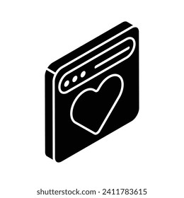 Heart inside webpage showing concept icon of dating website