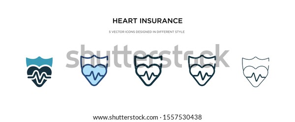 heart insurance icon in different style vector\
illustration. two colored and black heart insurance vector icons\
designed in filled, outline, line and stroke style can be used for\
web, mobile, ui