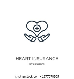 Heart insurance icon. Thin linear heart insurance outline icon isolated on white background from insurance collection. Line vector sign, symbol for web and mobile