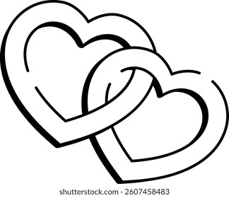 Heart intertwined icon in hand drawn style 
