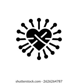 Heart with Intertwining Lines Flowing Outward Representing Connection Icon