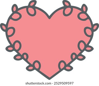 Heart with intertwining vines on white background