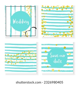 Heart Invitation. Golden Trendy Print. Glowing Particles. White Carnival Stardust. Scandinavian Wallpaper Set. Splatter Effect. Stripe Birthday Design. Turquoise Heart Invitation
