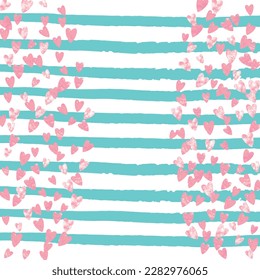 Heart Invitation. Premium Spray. Mint Glowing Illustration. Decorative Wallpaper. Pink Branding Print. Rose Decoration Particle. Turquoise Xmas Flyer. Stripe Heart Invitation