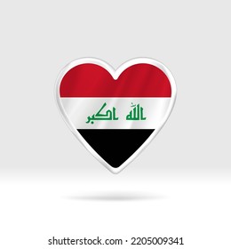 Heart from Iraq flag. Silver button star and flag template. Easy editing and vector in groups. National flag vector illustration on white background.