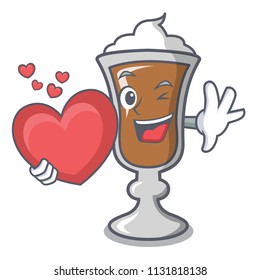 With heart irish coffee mascot cartoon