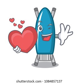 With heart iron board mascot cartoon