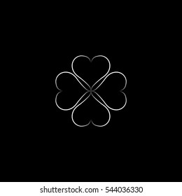Heart isolated composition. Romantic love isolated icon. Monochrome symbol of valentine day and love. Template for t shirt, apparel, card, poster. Design element of valentine day. Vector illustration