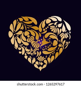 Heart isolated. Golden heart vector. St. Valentine's Day abstract vector background.