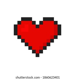 Heart isolated icon. Retro love pixel art. Vector illustration in flat style