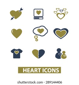 iconos aislados del corazón, ilustraciones, vector