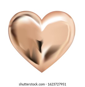 Heart isolated on a white background. Vector illustration. Silver or golden heart. Design element. Valentine's Day.