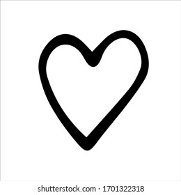 Heart isolated on a white background, contour. Vector illustration in Doodle style.