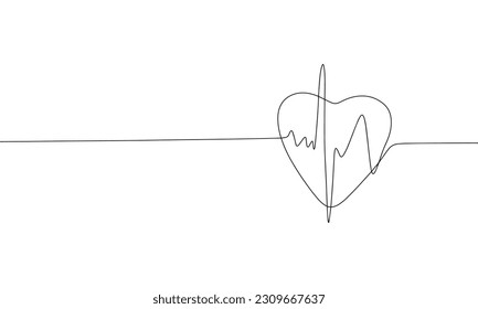 Heart isolated on white background. Line art health heart. One line continuous vector illustration. 