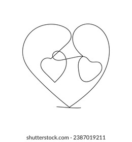 corazón aislado en un arte de una línea de fondo blanco.