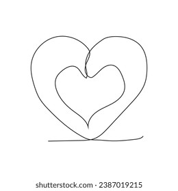 corazón aislado en un arte de una línea de fondo blanco.