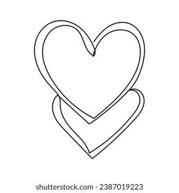 heart isolated on white background one-line art.