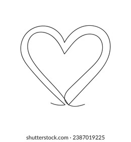 heart isolated on white background one-line art.