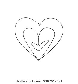corazón aislado en un arte de una línea de fondo blanco.