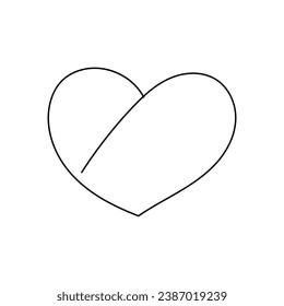 heart isolated on white background one-line art.