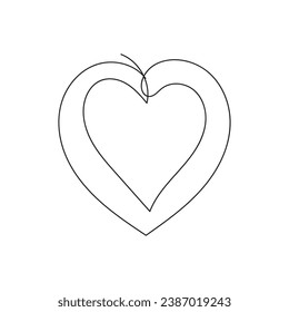heart isolated on white background one-line art.