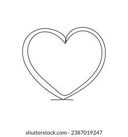 corazón aislado en un arte de una línea de fondo blanco.