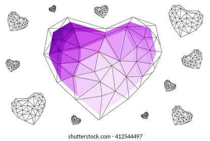 heart isolated on white background. Geometric rumpled triangular low poly origami style gradient graphic illustration. Vector polygonal design for your business.