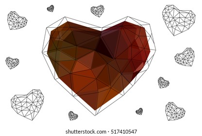heart isolated on white background. Geometric rumpled triangular low poly origami style gradient graphic illustration. Vector polygonal design for your business.