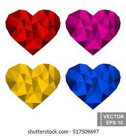 Heart isolated on white background. Icon. Love. Polygons style.