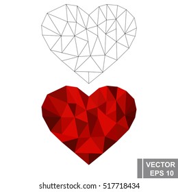 Heart isolated on white background. Icon. Love. Polygons style.
