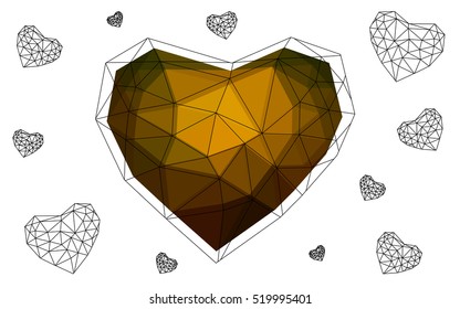 heart isolated on white background. Geometric rumpled triangular low poly origami style gradient graphic illustration. Vector polygonal design for your business.