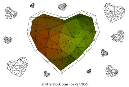 Heart isolated on white background. Geometric rumpled triangular low poly origami style gradient graphic illustration. Vector polygonal design for your business.