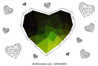 Heart isolated on white background. Geometric rumpled triangular low poly origami style gradient graphic illustration. Vector polygonal design for your business.