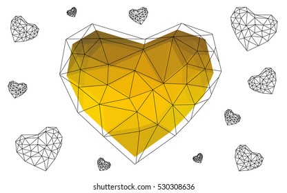Heart isolated on white background. Geometric rumpled triangular low poly origami style gradient graphic illustration. Vector polygonal design for your business.