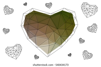 Heart isolated on white background. Geometric rumpled triangular low poly origami style gradient graphic illustration. Vector polygonal design for your business.
