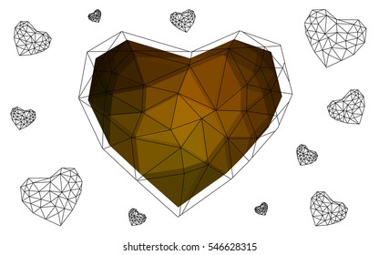 Heart isolated on white background. Geometric rumpled triangular low poly origami style gradient graphic illustration. Vector polygonal design for your business.