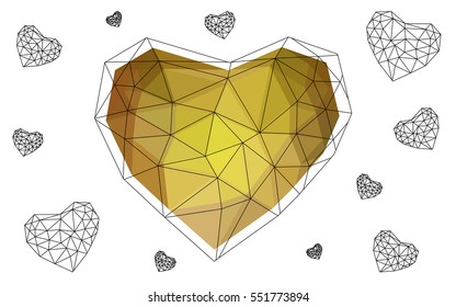 Heart isolated on white background. Geometric rumpled triangular low poly origami style gradient graphic illustration. Vector polygonal design for your business.