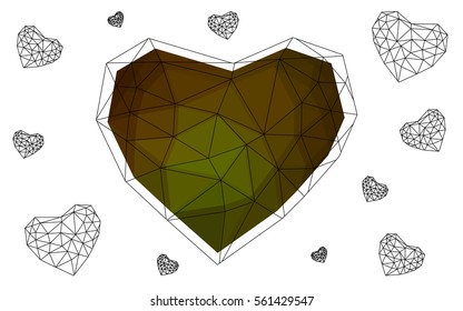Heart isolated on white background. Geometric rumpled triangular low poly origami style gradient graphic illustration. Vector polygonal design for your business.