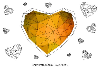 Heart isolated on white background. Geometric rumpled triangular low poly origami style gradient graphic illustration. Vector polygonal design for your business.