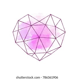 Heart isolated on white background. Icon. Love. Polygons style.